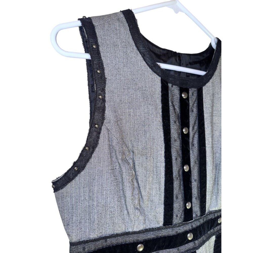 Anne Ryu Womens Size 11 Sleeveless Black & Gray Cage Dress With Studded Detail - Picture 4 of 11
